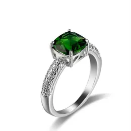 12 PCS LuckyShine Holiday Gift Square Emerald Gemstone 925 Sterling Silver Plated Weddiing Rings 유럽 인기 CZ 지르콘 반지 NE2168