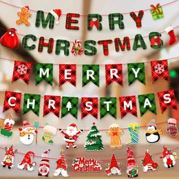 Decorazioni natalizie striscioni bandiere di carta Babbo Natale pupazzi di neve cervi alberi bungalow giardini e allegre decorazioni 231013