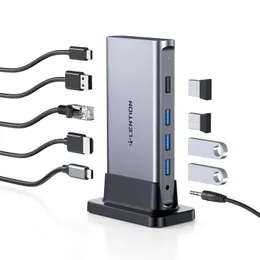 Odnośnik USB C Dokowanie z 4K 60 Hz HDMI, USB 3.0/2.0, Gigabit Ethernet, 100W PD Adapter Aux dla 2023-2016 MacBook Pro/Mac Air/Surface/Surface/Parał, więcej, więcej, stabilny sterownik