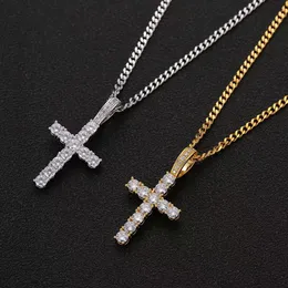 Cross Pendant Necklace Mens smycken Ice Out Chain Full Diamond Natural Zirconium Stone Luxury Jewelry Street Superflow Jewelry Hip Hop Jewelry