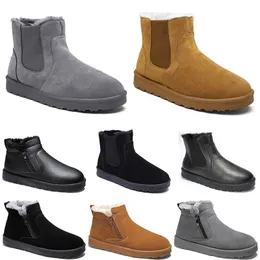 Unbranded Snow Boots Men Buty Brąz Brązowy Czarny Szary skórzany trend mody na zewnątrz Bawełniane ciepło