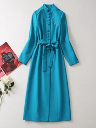 Kadın Trençkotları Kırmızı Roosarosee Stand Yakası Bileği Kollu Mavi Beklenmiş Dantelli Dantel Up Dış Giyim Sonbahar Kış 2023 Kadın Palto