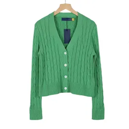 Ralphs Designer Sweater Lawrence Qualité originale Automne et hiver Nouvelle pâte frite Twists Tricots Col en V Bouton Solide Poney Broderie Pull Cardigan