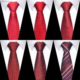 Neck Ties 100% Silk Brand Red Necktie Gravatas Wholesale 7.5 cm Woven Silk Tie Men Wedding Accessories Fit GroupL231017