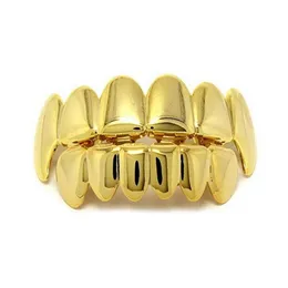 Juego de dientes Grillz, joyería de Hip Hop para hombre de alta calidad, Grills246Z chapado en oro Real