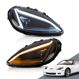 Auto LED Scheinwerfer Montage Dynamische Streamer Blinker Anzeige Für Chevrolet Corvette C6 05-13 Front Lampe Tagfahrlicht