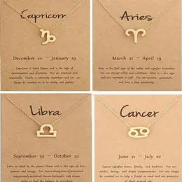 New Dogeared Necklace With Card The Zodiac Sign Gold Plated Leo Aries Virgo Pendant Noble And Delicate Choker Valentine Day Christ253C