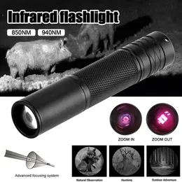 Flashlights Torches 850nm/940nm Infrared Flashlight Adjustable Focus Zoomable IR Hunting Torch Infrared Radiation Weapon Light Night Vision Devices 231018