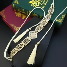 Inne modne akcesoria Neovisson Maroko Lśniąca ręka linka Złoty kolor kryształowy łańcuch talii kaftan abaya łańcuch nadwozia arabski ulubiony prezent 231018