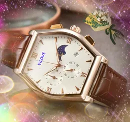 Популярные мужские атмосферные деловые часы особой формы с кварцевым механизмом, ремешок из натуральной кожи, набор для даты и дня президента, браслет с шнеком, наручные часы, подарки