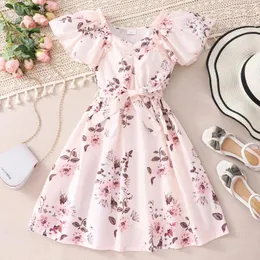 Dziewczyna sukienki Dziewczyny Princess Summer Floral Print Dziecięce Ubrania Palek bez rękawów od 7 do 11 lat Sundress na plaży