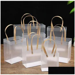 Gift Wrap Clear Gift Tote Bags With Handles Bk Bouquet Pvc Party Favors Bag For Wedding Birthdays Bridal Showers Festival Treat White Dhydx