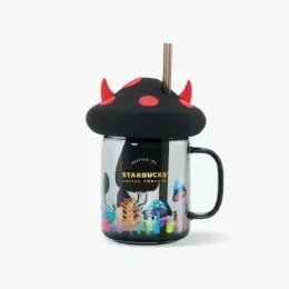 Starbucks Halloween tazza gatto nero Tazze fungo piccolo diavolo paradiso marchio tazza di acqua isolata in paglia di vetro