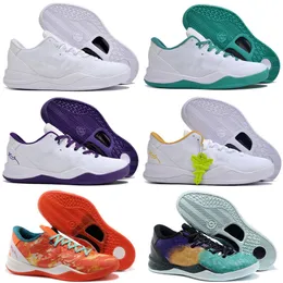 2023 Mamba 8 Protro System Triple White White Court Purple Men Basketball Shoes 8s VIII ما The FTB Blue Glow Easter Christmas Shoe