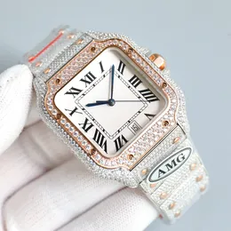 Diamond Watch Mens Automatische mechanische Bewegung Frauen Uhren 40-mm-Saphir mit Diamantstahlarmband Montre de Luxe