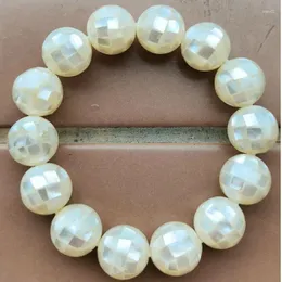 Strand 10mm; 12mm 14mm White Mother Of Pearl Shell Round Art Women Men Beads Bracelet FG9343