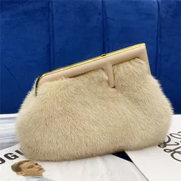 Mulheres Bolsa Mink Cabelo Pele Inteira Fende Primeiro Clipe Boca Prepuce Grama Avançada Diagonal Bolsa De Ombro Único Quente Qualidade Superior Sacos De Luxo X