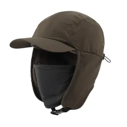 Beanie/Totenkopfkappen Connectyle wasserdichte Herren-Wintermütze, weiches Fleece gefüttert, leichte Ohrenklappen, Visiermütze, Gesichtsschutz, warme Outdoor-Mütze 231019