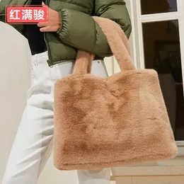 Einfache Plüschtasche Damen Herbst und Winter Neue Kunstleder Grashaar Handtasche Große Kapazität Plüsch Umhängetasche