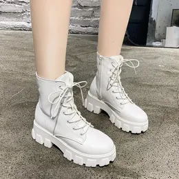 Boots Autumn/Winter 2024 Women's Mid-leg Knight Lace-up Fashion Brand Chelsea Platform Botas Mujer Shoes 231019