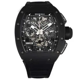 Relojes de pulsera de lujo suizos Richarmill Relojes mecánicos automáticos Rm011 Noir Fan Me Pvd c Ramique Carbon Monte Caoutchouc WN-BZ6W