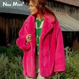 Womens Fur Faux Ins Chic Mashion Long Rabbit Coat Jacket Woment Winter Shaggy Plush Coats Street Girls Overcoat 231018