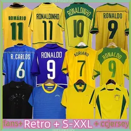 1998 브라질 축구 유니폼 2002 레트로 셔츠 카를로스 로마 리오로 알디히 2004 Camisa de Futebol 1994 브라질 2006 1982 Rivaldo Adriano Joelinton 1988 2000 1957