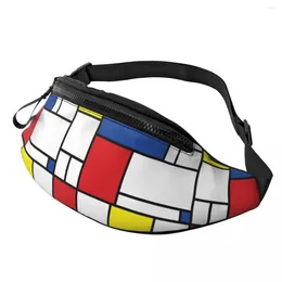 Marsupi Piet Mondrian Minimalista De Stijl Arte moderna Borsa a tracolla geometrica personalizzata Borsa a tracolla da viaggio per uomo Custodia per soldi per telefono