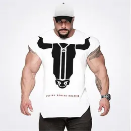 New Designer Gym Bodybuilding T-shirt T-shirt sportive Uomo T-shirt senza maniche Camicia Homme Fitness Workout Tops Stampa sottile Bulking Tshi230w