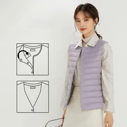 Gilet da donna senza maniche Piumino ultraleggero Gilet da donna a due vie Fodera invernale calda portatile 231018