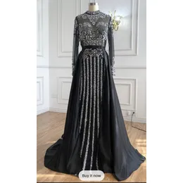 Sexy Mermiad Evening Dresses For Women Beads Long Sleeves Muslim Prom Gowns Strapless Formal Occasion Vestidos De Noche