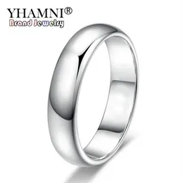 yhamniは、18kgpスタンプを持つ女性と男性のための本物のピュアホワイトゴールドリング5mm最高品質のゴールドカラーリングジュエリー275t