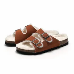 Hausschuhe Große Größe 35-43 Nubukleder Kork Schuhe Frauen/Männer Hausschuhe Winter Pelz Rutschen Femme Pantuflas Clogs Sandalen Wolle Loafer 231019