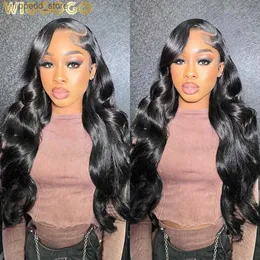 الباروكات الاصطناعية Wiggogo 4x4 5x5 HD Lace Closure WIG 40 بوصة الجسم موجة البشرية شعر بشرة بشرية 13x6 HD الدانتيل الشوكة الوشبية 13x4 الدانتيل