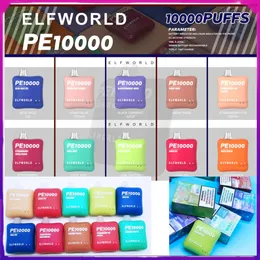 Original Elfworld PE10000 10000 Puffs Disposable Vape Pen E Cigarette With Mah Rechargeable Batter Mesh Coil 10K 18ml Prefilled Pod 22 Flavors elf world PE 10000