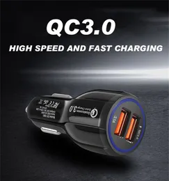 QC3.0 휴대용 자동차 충전기 LED 빠른 충전 12V 3.1A 스마트 폰 LL 용 듀얼 USB 포트