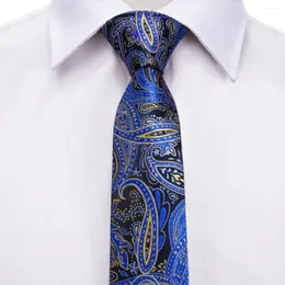 Bow Ties Blue Yellow Paisley Paisley Designer Tie Silk Tie للأطفال