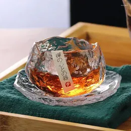 Weingläser Home Japanische Glastasse Getränk Transparenter Kristall Hammermuster Teebecher Luxus Wisky Polygon Goldrand Copos De Vidro Trinkgeschirr