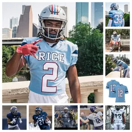 Nya Rice Owls Football Jersey 18 Jt Daniels 10 Luke McCaffrey 8 Matt Sykes 77 Brant Banks 26 Gabriel Taylor 7 Elijah Mojarro 6 DJ Arkansas 73 Lavel Dumont