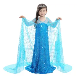 Girl's Dresses Girls Party Dress Kids Dress Paljett Luxury Blue Fancy Princess Costume Utsökt klänning Lång klänning 231019