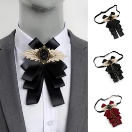 Bow Ties Fashion Large Tie Necktie Crystal Tassel Ribbon Collar With Brooch Unisex Vintage Elegant Bowtie Jewelry Pin Red Blue