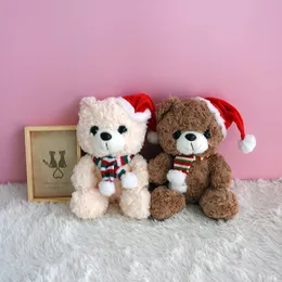 Noel Baba Şapkası ve Eşarplı Sevimli Peluş Ayı Peluş Peluş Oyuncak Doldurulmuş Hayvanlar Bebek DIY için Hediyeler