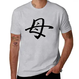 Polos masculinos mãe em caligrafia japonesa/shodo camiseta em branco camisetas anime roupas masculinas vintage