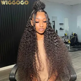 Perucas sintéticas Wiggogo Glueless Wig 360 Full Lace Wig 13x6 HD Lace Frontal Wig 13X4 Curly Lace Front Wigs 30 polegadas Water Deep Wave Frontal Wigs Q231019