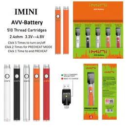 Best Shenzhen Vape Supplier Imini AVV Vape Battery 380mah variable voltage E cigarette 510 thread for thick oil vape cartridge 3.3-3.8-4.3-4.8v for Vapor Vapers Instock