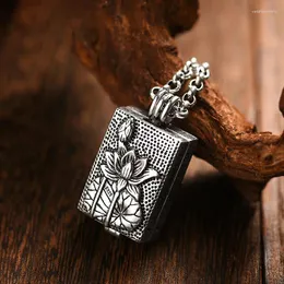 Ожерелья с подвесками, винтажное серебряное ожерелье в виде коробки Gawu, Шурангама, мантра, буддийский амулет, ювелирные изделия на удачу