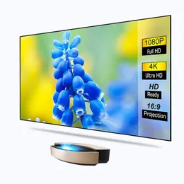 100 Zoll 8K 4K Ultra HD Ready Decke und Umgebungslicht unterdrückende CLR/ALR High 0,9 PET-Kristall-Projektorleinwand mit festem Rahmen für Ultrakurzdistanzprojektoren