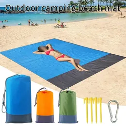 Utomhusdynor 2x2.1 cm stor vattentät strandmatta antisand filt fällbar campingmatta Pocket Portable Madrass Lätt utomhus Picknickplatta 231018