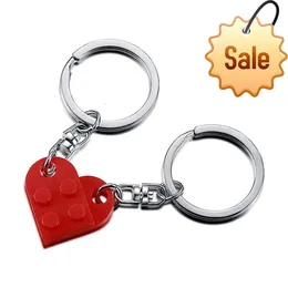 Brick Keychain for Couples Friendship 2pcs Matching Heart Colorful Keyring Set for Girlfriend Boyfriend Valentine's Day Gifts