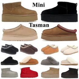 Дизайнерские сапоги Tasman Ultra Mini, тапочки, женские австралийские каштановые меховые черные овчинные туфли Tazz Mules, женские ботинки на платформе, австралийские замшевые зимние ботильоны 35-42